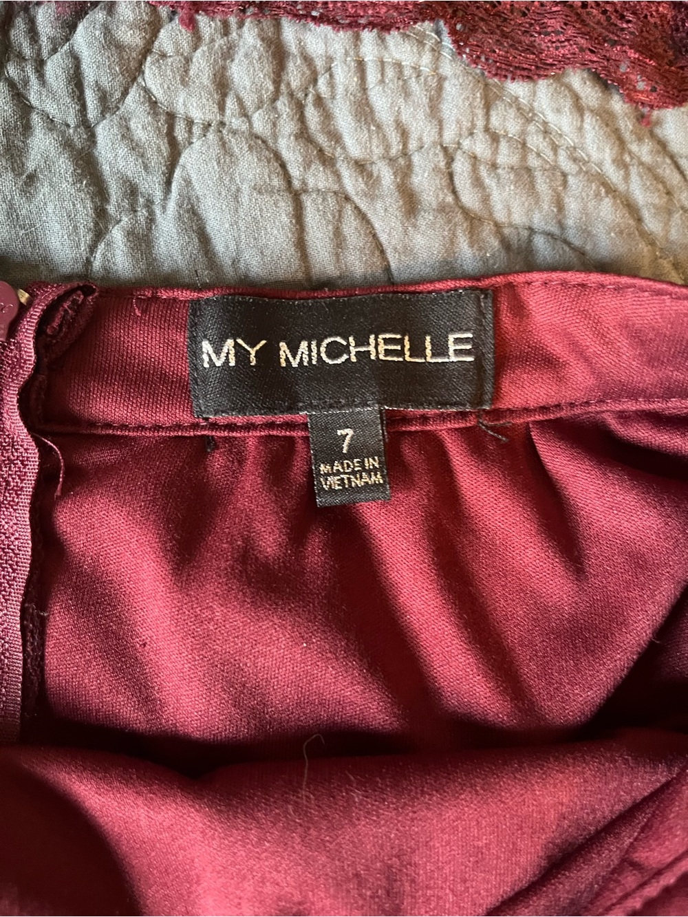 My Michelle Burgundy Lace Two-Piece Homecoming Dress - ALTERED PLS READ - Picture 2 of 4